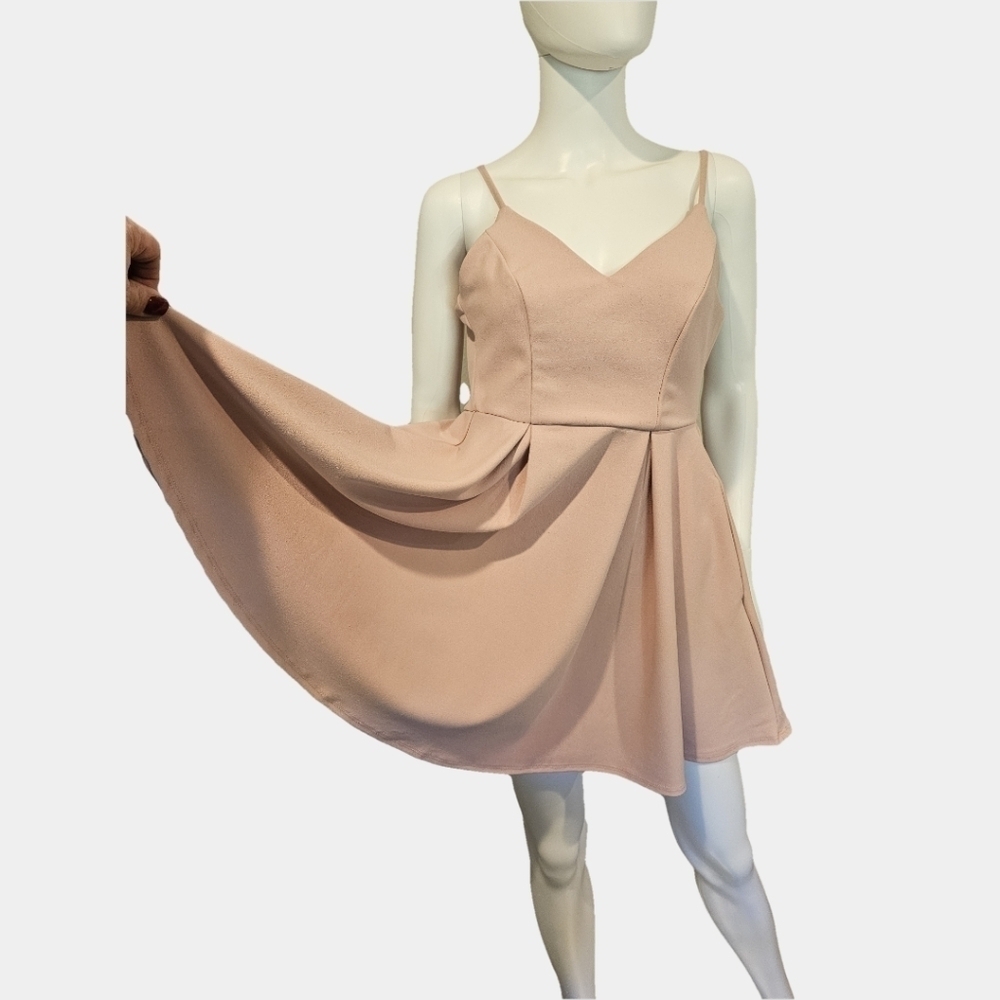 B Darling Pleated Sleeveless Pink Fit And Flare Mini Dress Size 1-2 - Picture 2 of 11
